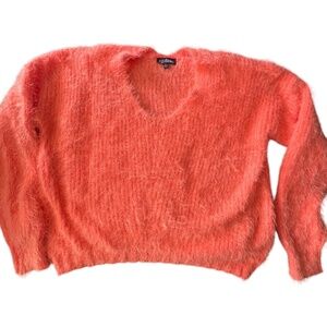 Freshman Neon Mango Orange Eyelash Sweater XL Soft fun fancy Junior